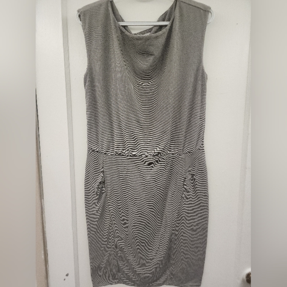 Athleta Black and White Striped Mini Dress